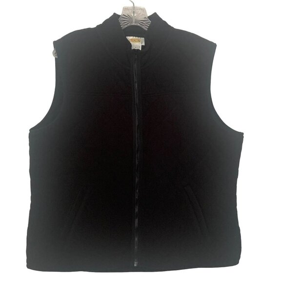 Talbots Black Quilted Fleece Zip Up Vest - Picture 1 of 9